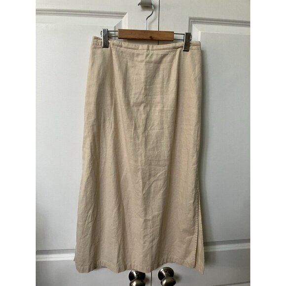 Vintage Northern Reflections Maxi Skirt Womens M Tan Linen Beach Coastal Minimal - Picture 2 of 7